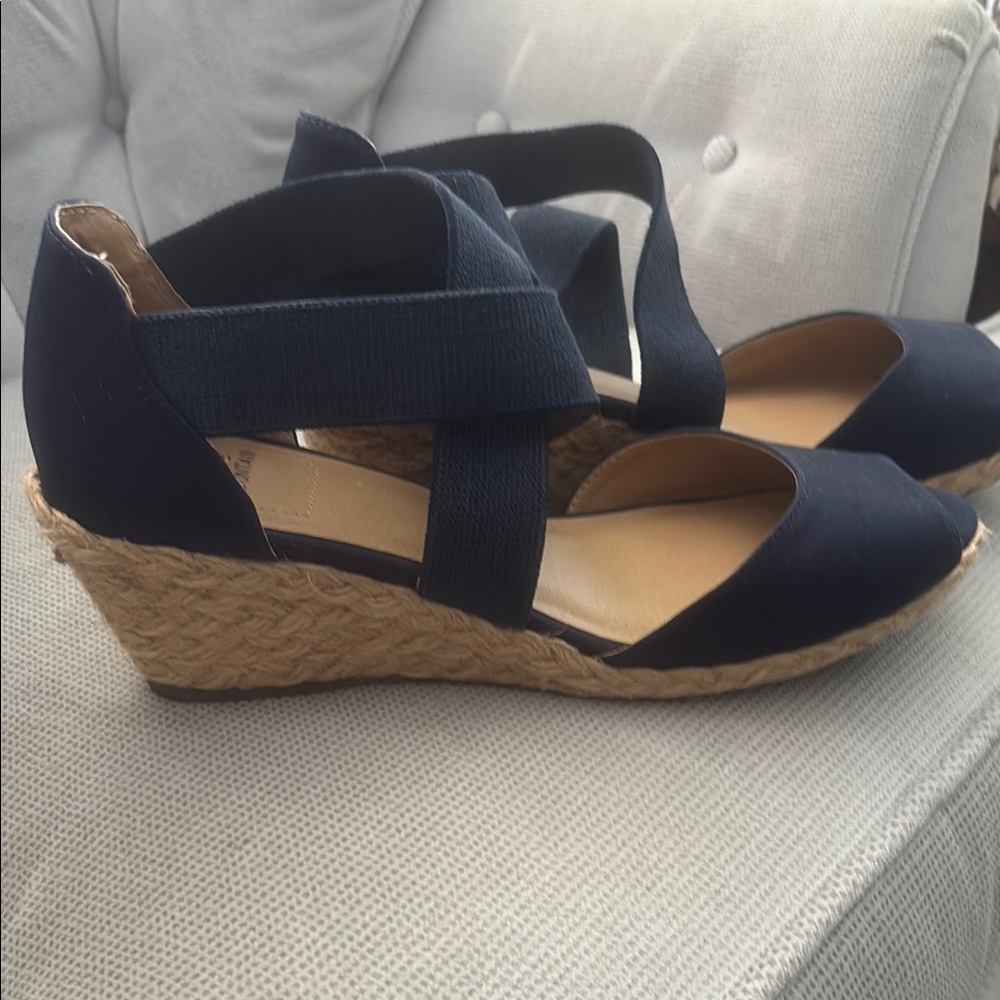 White Mountain Navy Wedge Espadrilles